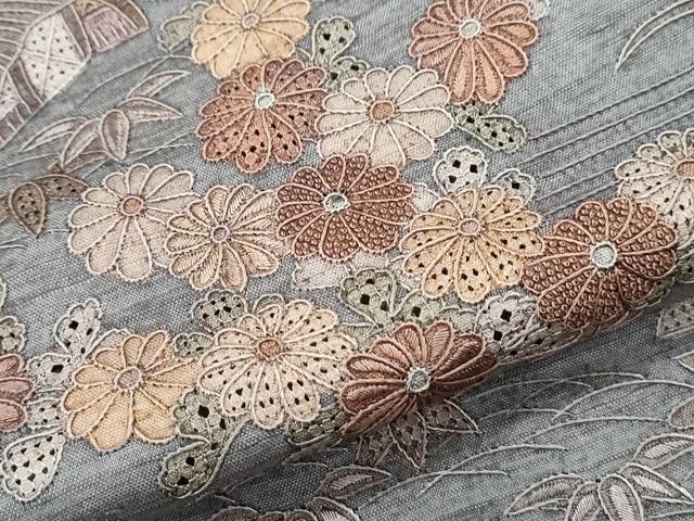 平和屋着物●中国三大刺繍 スワトウ相良刺繍 総刺繍 訪問着 紬地 風景花文 正絹 逸品 CABG8473th