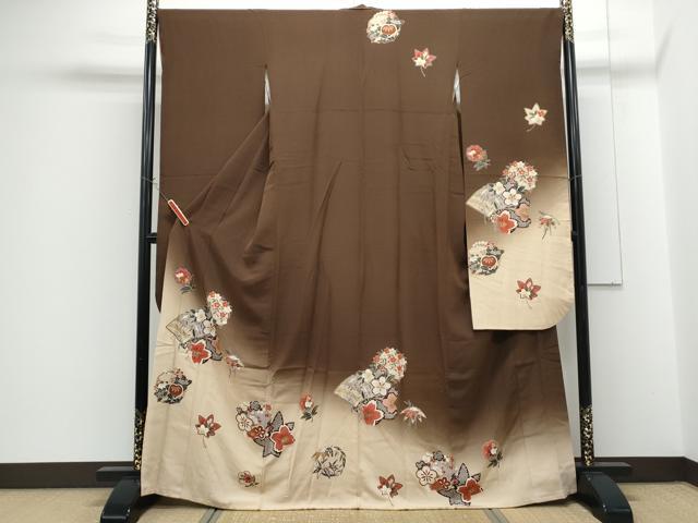 平和屋着物●豪華振袖 扇面花文 暈し染め 金彩 正絹 逸品 CABG8474th