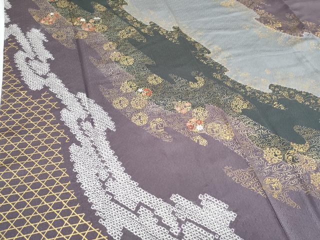 平和屋着物●訪問着 絞り 刺繍 道長花丸文 金彩 正絹 逸品 CABG8475th