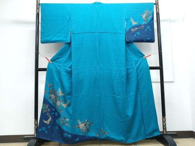 平和屋着物●染色作家 斉藤三才 訪問着 絞り 三才鳥 金彩 正絹 逸品 CABG8477th