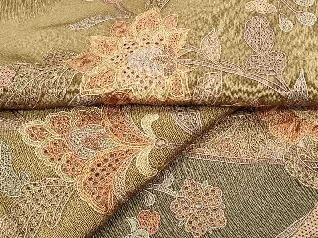 平和屋着物●中国三大刺繍 スワトウ相良刺繍 総刺繍 訪問着 更紗花文 金糸 鬼しぼ縮緬 やまと誂製 正絹 逸品 CABG8478th