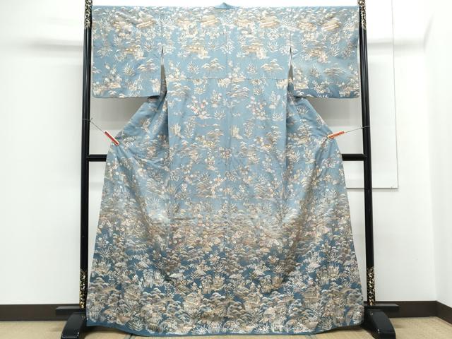平和屋着物●中国三大刺繍 スワトウ相良刺繍 総刺繍 訪問着 風景草花文 暈し染め 正絹 逸品 CABG8479th