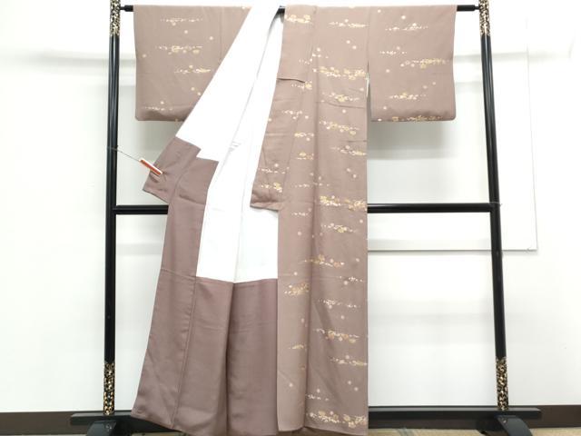 平和屋着物●上質な小紋 総刺繍 横段花文 正絹 逸品 CABG8480th