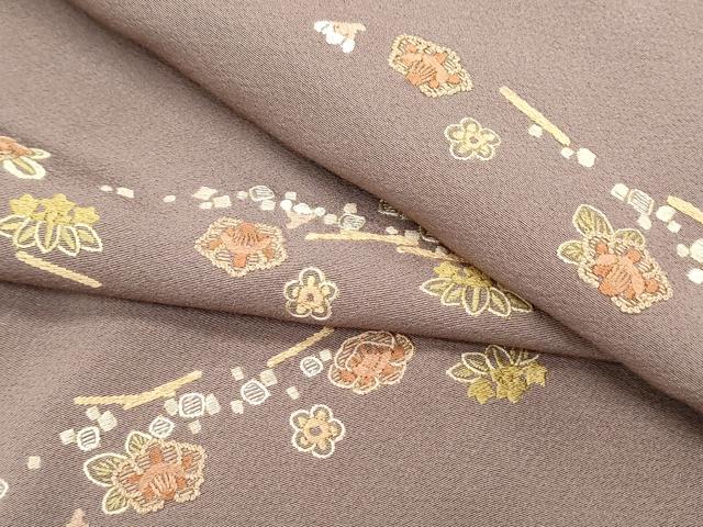 平和屋着物●上質な小紋 総刺繍 横段花文 正絹 逸品 CABG8480th