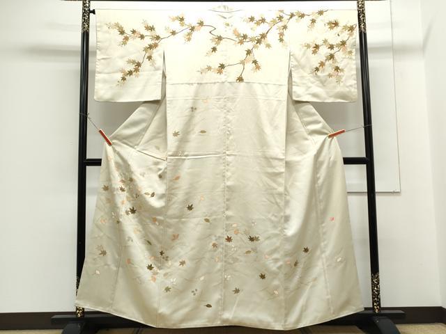 平和屋着物●訪問着 駒刺繍 溢れ松葉 金彩 正絹 逸品 CABG8482th