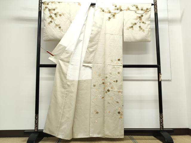 平和屋着物●訪問着 駒刺繍 溢れ松葉 金彩 正絹 逸品 CABG8482th
