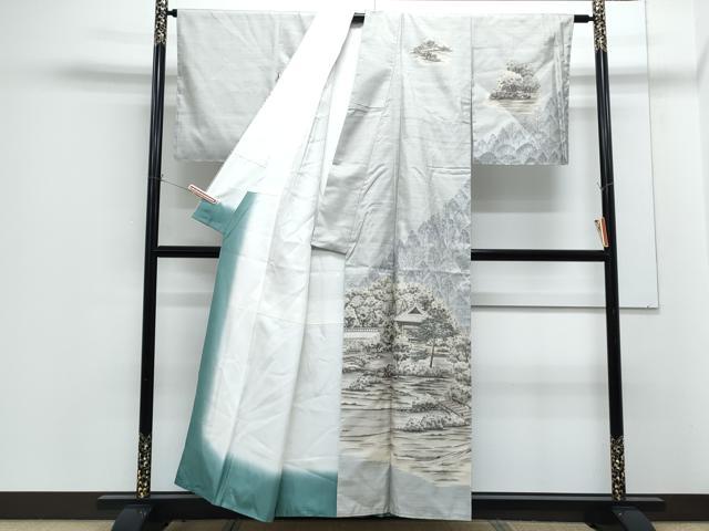 平和屋着物●訪問着 本場大島紬 9マルキ 風景文 証紙付き 正絹 逸品 未使用 CABG8492th