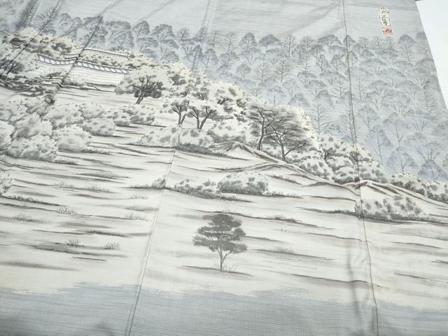 平和屋着物●訪問着 本場大島紬 9マルキ 風景文 証紙付き 正絹 逸品 未使用 CABG8492th
