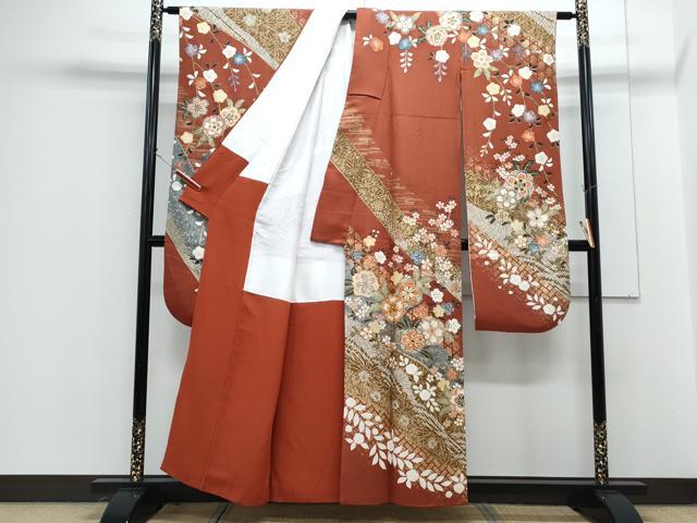 平和屋着物●豪華振袖 駒刺繍 草花文 金彩 正絹 逸品 CABG8501th
