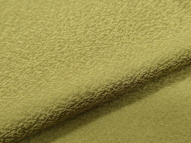 平和屋着物●染色作家 斉藤三才 色無地 鶯色 反端付き 正絹 逸品 CABG8508th