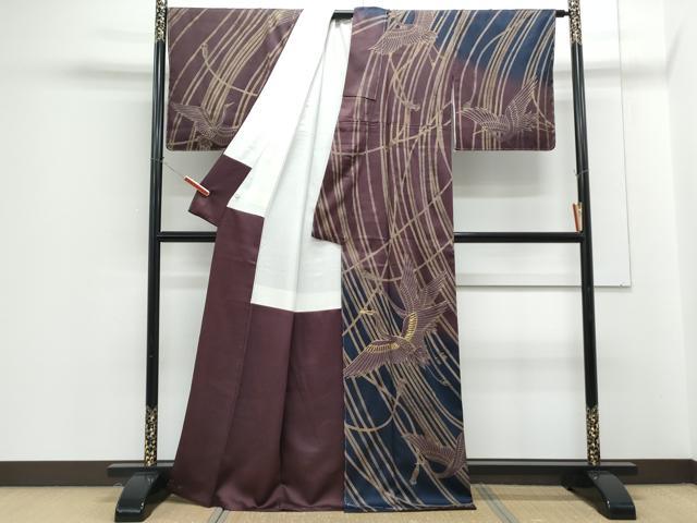 平和屋着物●訪問着 駒刺繍 飛鶴紐文 暈し染め 金彩 正絹 逸品 未使用 CABG8510th
