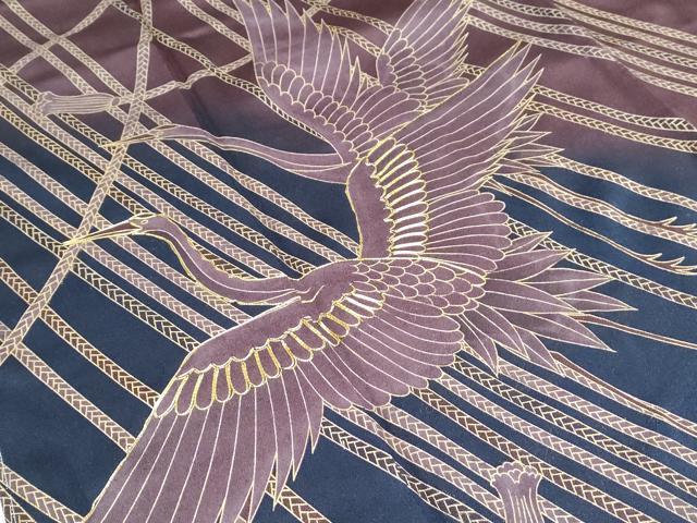 平和屋着物●訪問着 駒刺繍 飛鶴紐文 暈し染め 金彩 正絹 逸品 未使用 CABG8510th