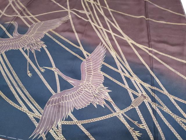 平和屋着物●訪問着 駒刺繍 飛鶴紐文 暈し染め 金彩 正絹 逸品 未使用 CABG8510th