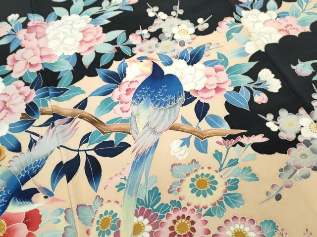 平和屋着物●豪華黒留袖 作家物 花鳥文 金彩 正絹 逸品 CABG8511th