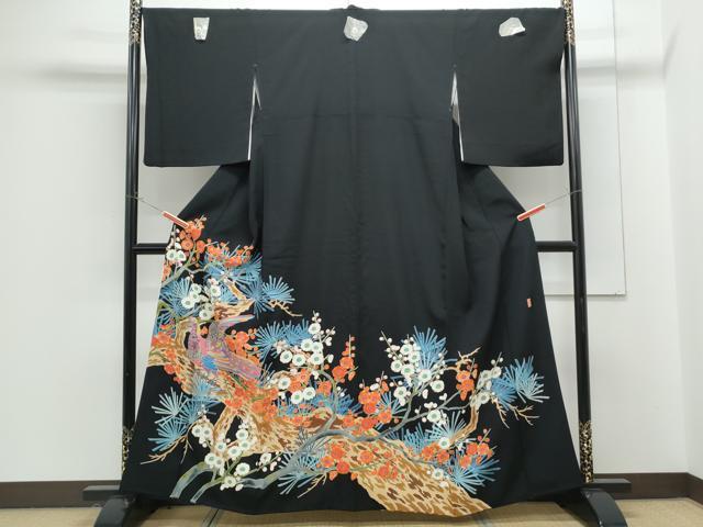 平和屋着物●豪華黒留袖 本加賀友禅 作家物 飛鳥枝梅松文 正絹 逸品 CABG8512th