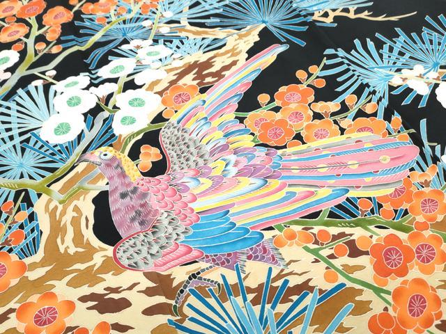 平和屋着物●豪華黒留袖 本加賀友禅 作家物 飛鳥枝梅松文 正絹 逸品 CABG8512th