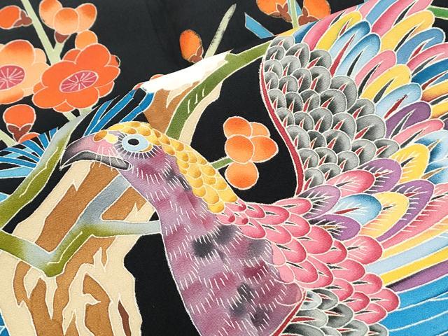 平和屋着物●豪華黒留袖 本加賀友禅 作家物 飛鳥枝梅松文 正絹 逸品 CABG8512th