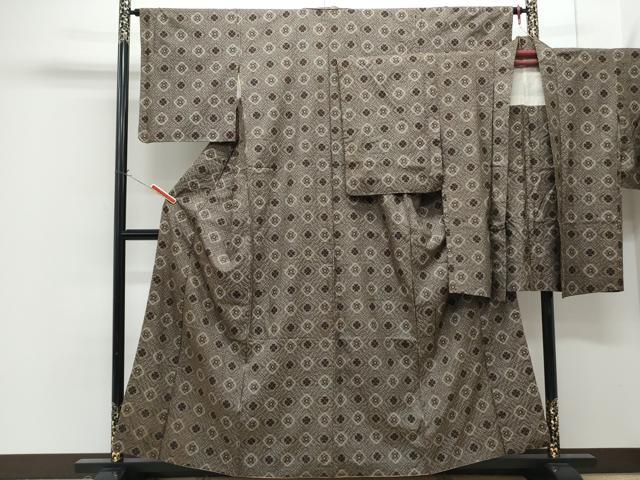 平和屋着物●本場大島紬 龍郷絣 アンサンブル 菱花文 正絹 逸品 CABG8518th