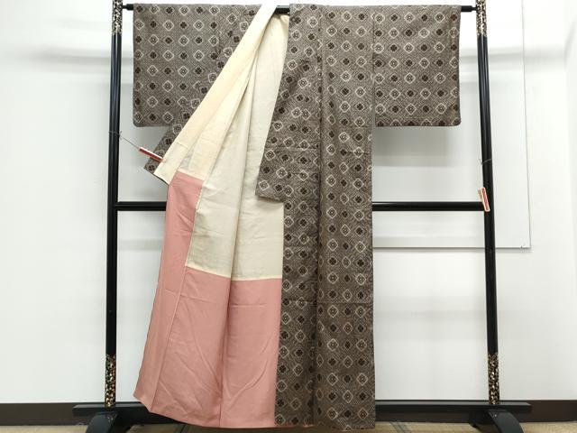 平和屋着物●本場大島紬 龍郷絣 アンサンブル 菱花文 正絹 逸品 CABG8518th