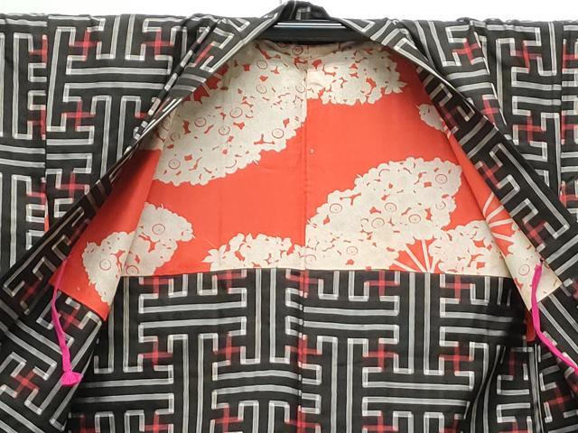 平和屋着物●本場大島紬 龍郷絣 秋名バラ アンサンブル 正絹 逸品 CABG8519th