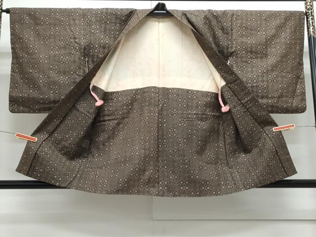 平和屋着物●本場大島紬 龍郷絣 アンサンブル 市松菱文 正絹 逸品 CABG8520th