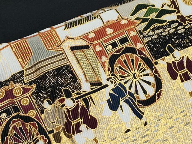 平和屋着物●松尾光琳 黒留袖 駒刺繍 公家行列図 金彩 正絹 逸品 CABG8532