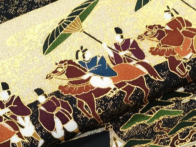平和屋着物●松尾光琳 黒留袖 駒刺繍 公家行列図 金彩 正絹 逸品 CABG8532