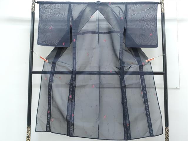 平和屋着物*夏物 小紋 紗 草花文 正絹 逸品 CABG8582th
