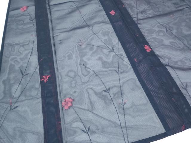 平和屋着物*夏物 小紋 紗 草花文 正絹 逸品 CABG8582th