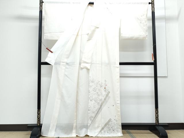 平和屋着物*夏物 訪問着 紗 刺繍 色紙重ね花文 金糸 正絹 逸品 CABG8594th