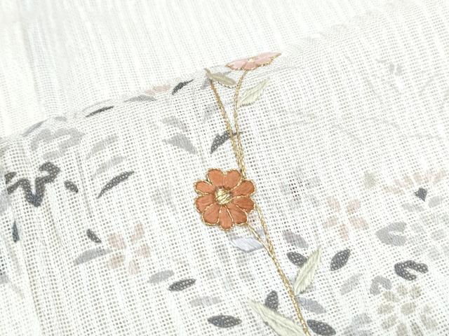平和屋着物*夏物 訪問着 紗 刺繍 色紙重ね花文 金糸 正絹 逸品 CABG8594th
