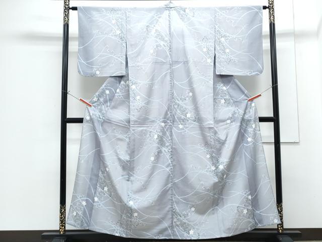 平和屋着物*夏物 小紋 絽 草花文 洗える着物 CABG8598th