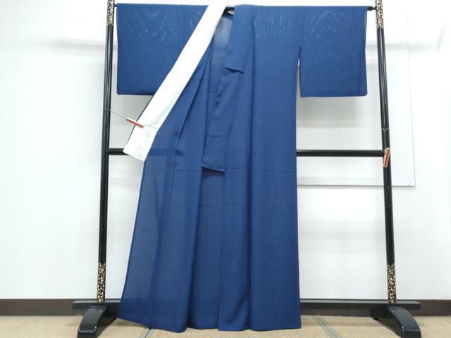 平和屋着物*夏物 色無地 絽 濃藍色 正絹 逸品 CABG8609th