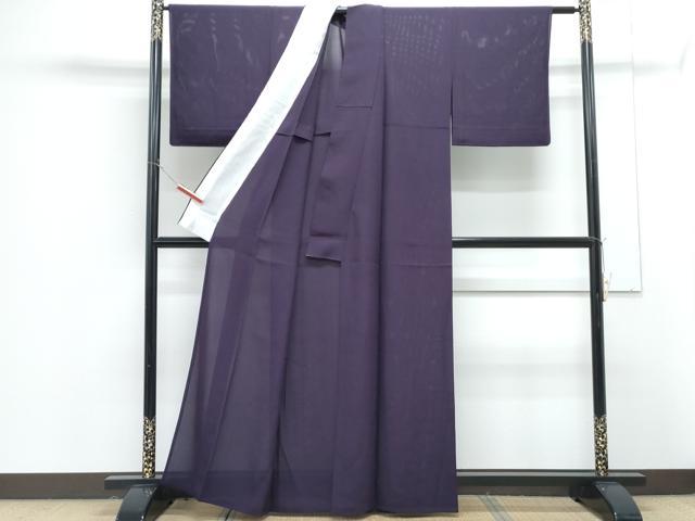 平和屋着物*夏物 色無地 絽 深紫色 正絹 逸品 CABG8612th