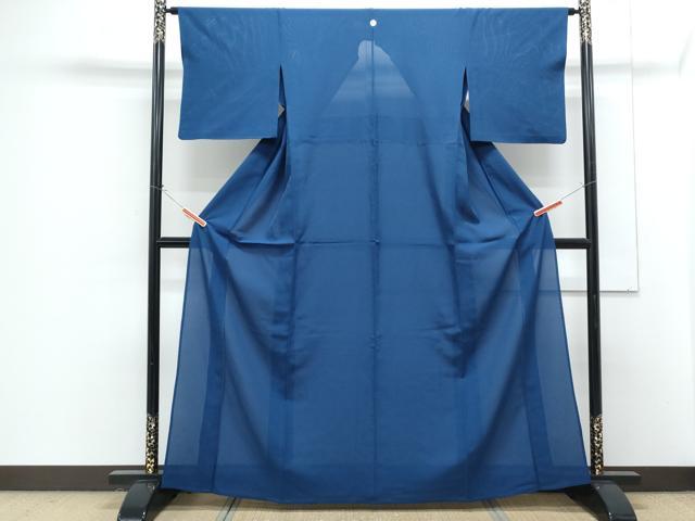平和屋着物*夏物 色無地 絽 青藍色 正絹 逸品 CABG8614th