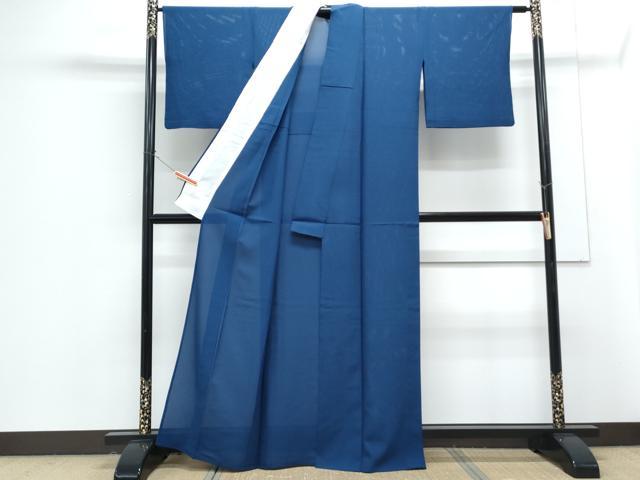 平和屋着物*夏物 色無地 絽 青藍色 正絹 逸品 CABG8614th