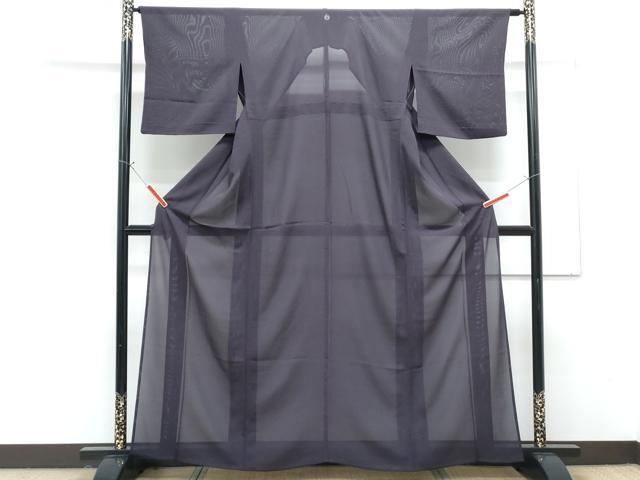 平和屋着物*夏物 色無地 絽 紫黒色 正絹 逸品 CABG8623th