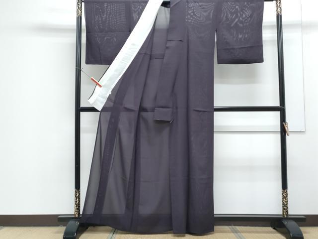 平和屋着物*夏物 色無地 絽 紫黒色 正絹 逸品 CABG8623th