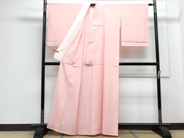 平和屋着物*夏物 色無地 絽 珊瑚色 正絹 逸品 CABG8624th