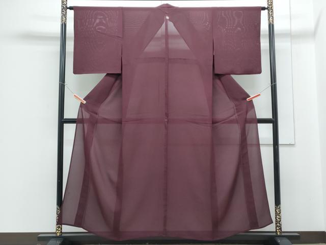 平和屋着物*夏物 色無地 絽 葡萄色 正絹 逸品 CABG8630th