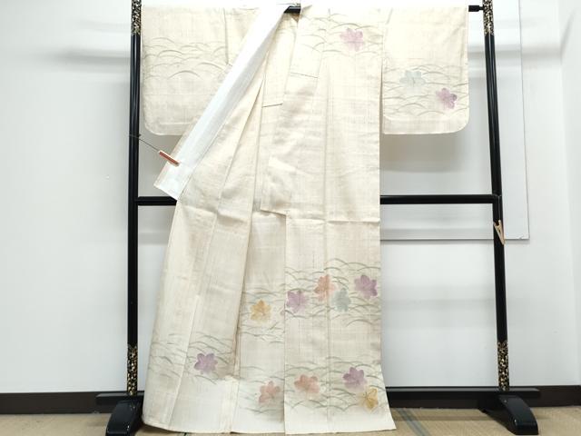 平和屋着物*夏物 訪問着 生紬地 露芝花文 正絹 逸品 CABG8633th