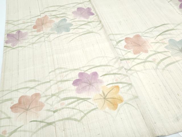 平和屋着物*夏物 訪問着 生紬地 露芝花文 正絹 逸品 CABG8633th