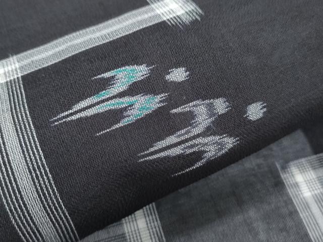 平和屋着物*夏物 本場琉球絣 夏琉球 黒地 正絹 逸品 CABG8644th