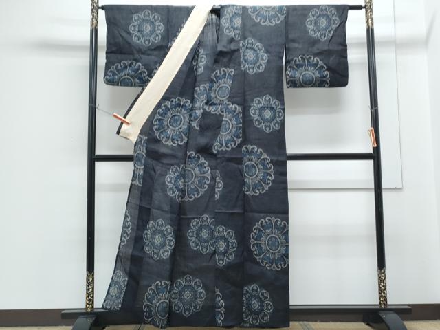 平和屋着物*夏物 重要無形文化財 本場宮古上布 吉祥花文 芋麻 逸品 CABG8651th