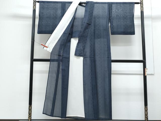 平和屋着物*夏物 夏塩沢 110亀甲 麻の葉間道 正絹 逸品 CABG8656th