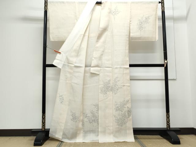 平和屋着物*東京手描友禅 安達雅一 夏物 訪問着 生紬地 笹竹文 正絹 逸品 CABG8658th