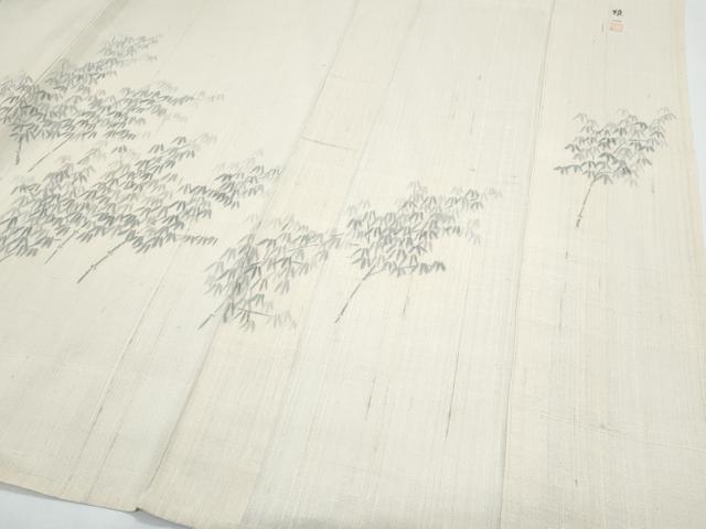 平和屋着物*東京手描友禅 安達雅一 夏物 訪問着 生紬地 笹竹文 正絹 逸品 CABG8658th