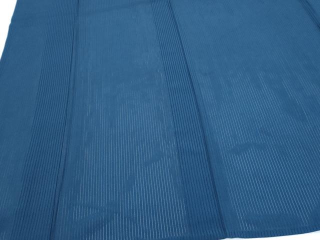 平和屋着物*夏物 色無地 縦絽 青藍色 正絹 逸品 CABG8661th