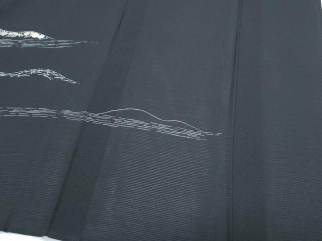 平和屋着物*夏物 訪問着 友禅 絽 草花文 黒地 正絹 逸品 CABG8674th