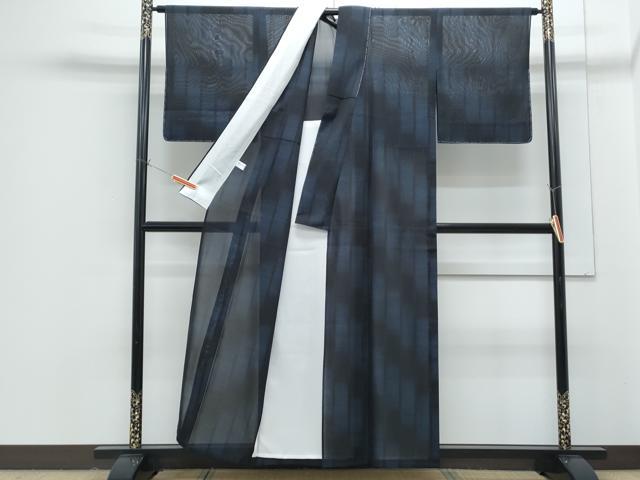 平和屋着物*夏物 本場大島紬 夏大島 紗 格子文 正絹 逸品 未使用 CABG8675th